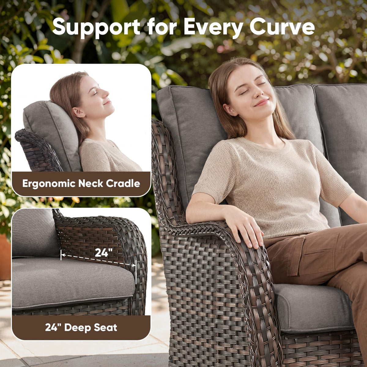 3-Seater PE Wicker Patio Sofa A64675