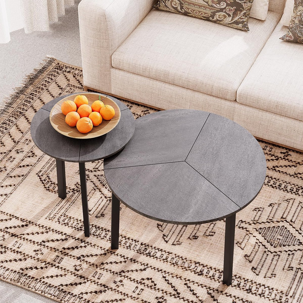 Small Round Nesting Coffee Table Set of 2 J57567
