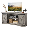 Farmhouse TV Stand with Sliding Barn Doors and Storage Cabinets J227
