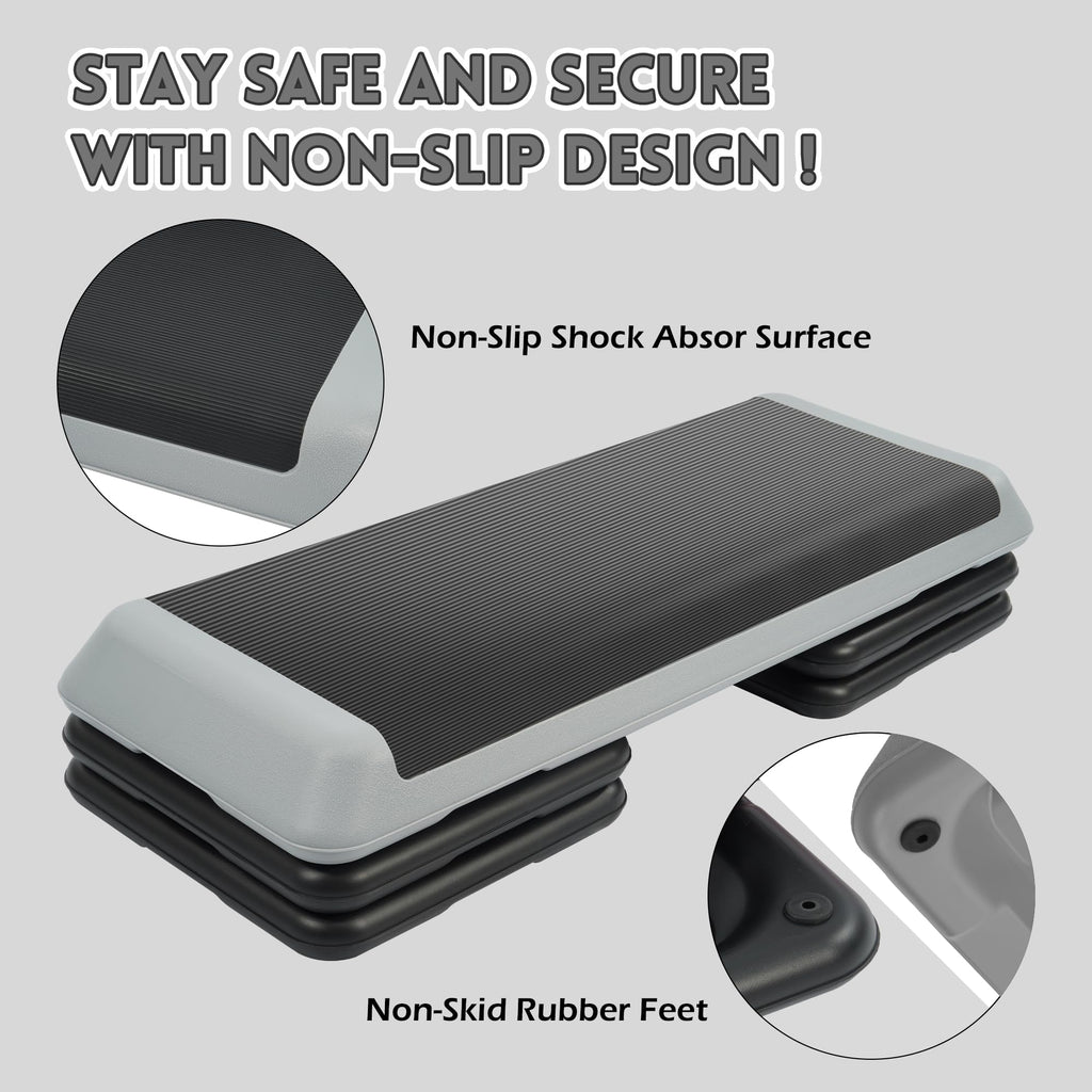 Adjustable Step Aerobic Platform with 4 Stackable Risers J627