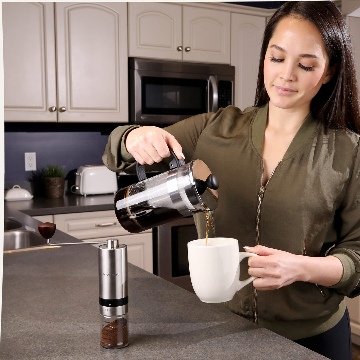 Manual Coffee Grinder Stainless Steel Conical Burr Mill G2441