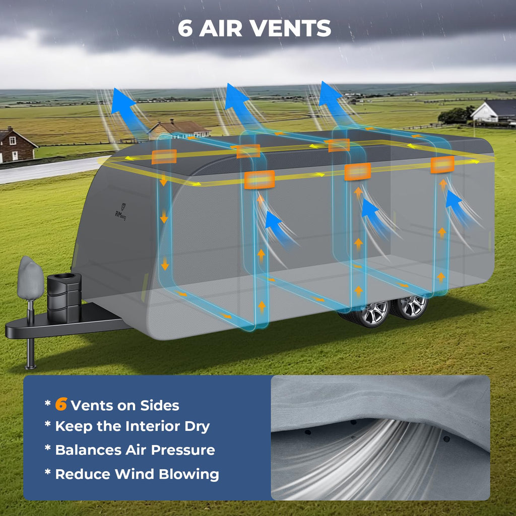 Heavy-Duty 600D Fabric Travel Trailer RV Cover N18958
