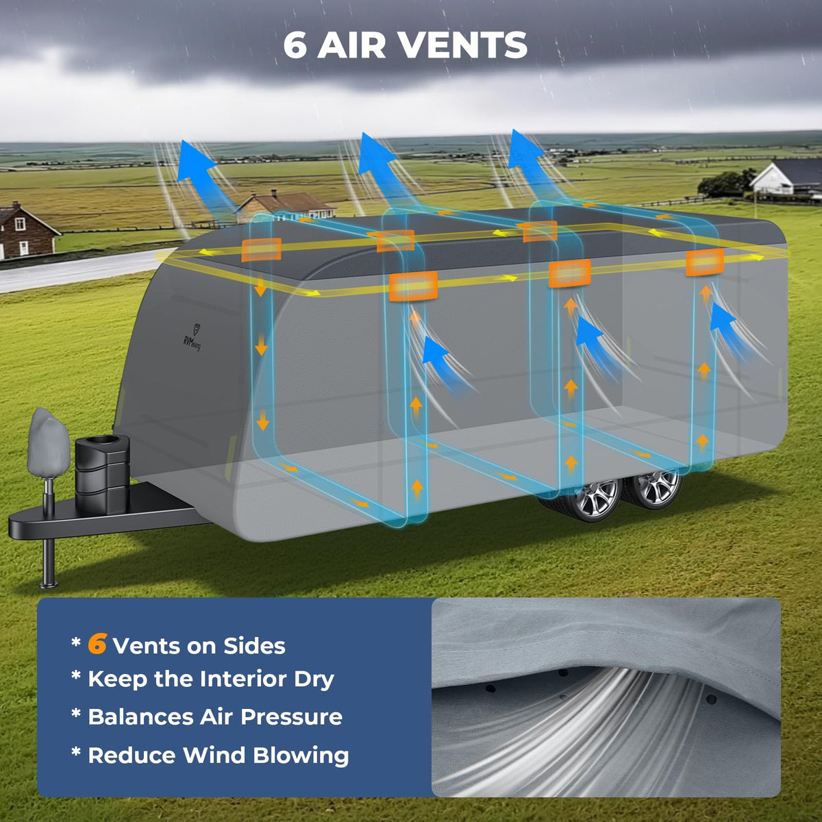 Heavy-Duty 600D Fabric Travel Trailer RV Cover N18958