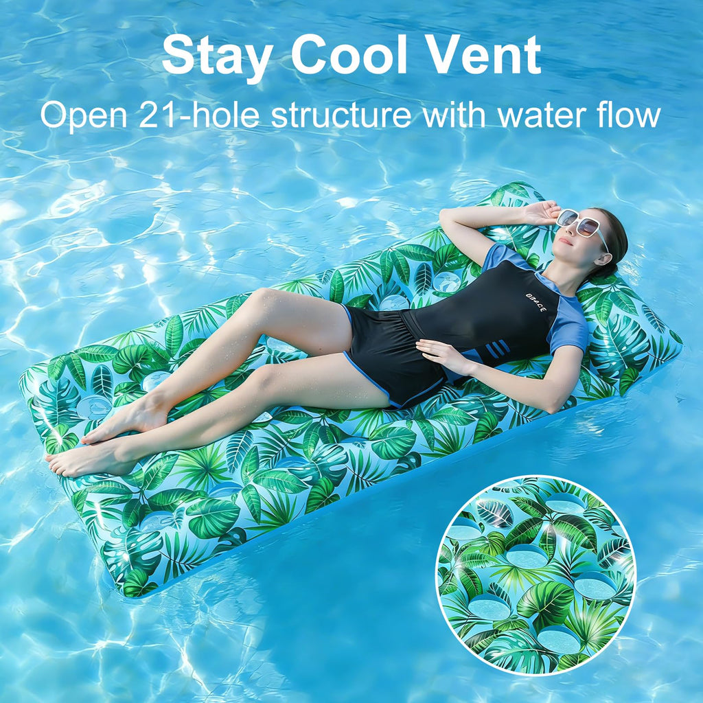 2 Pack Inflatable Pool Lounger with Headrest Drink Holder C620