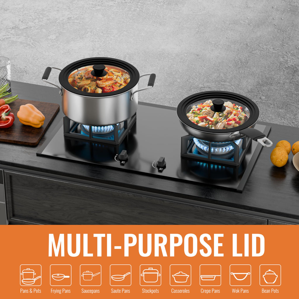 Tempered Glass Pot Lid with Silicone Rim, 10.5", 11" and 12" X832