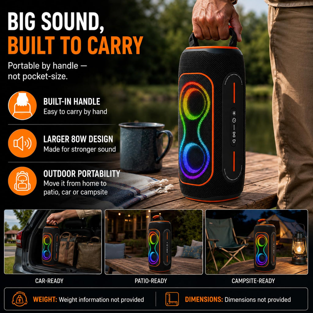 Black 80W Portable Bluetooth Speaker J4734