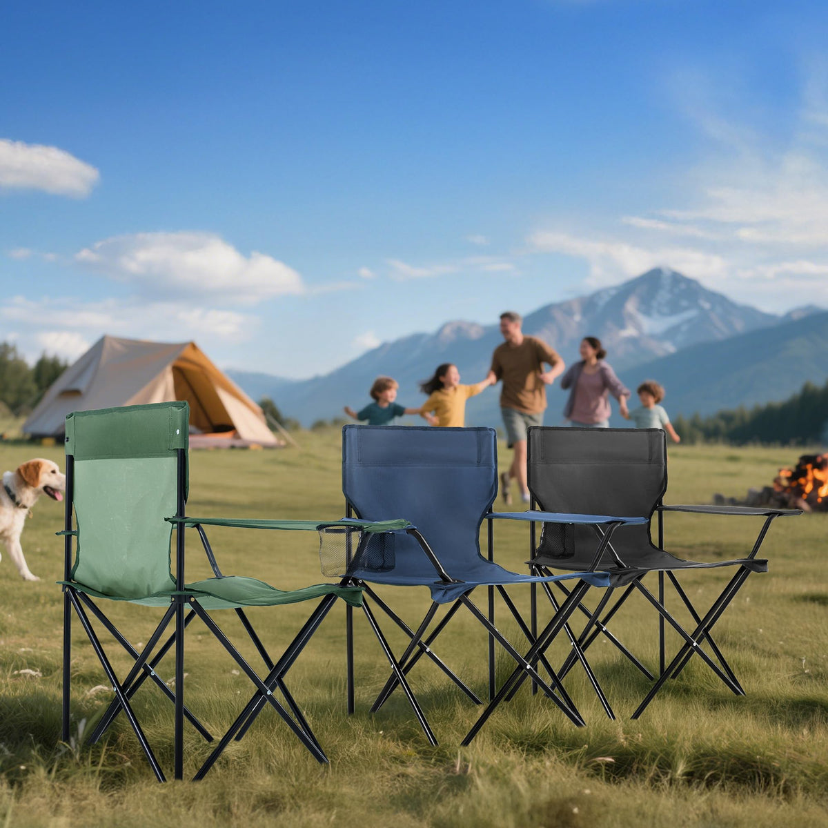 2-Pack Foldable Camping Chairs with Cup Holder, Carry Bag U462
