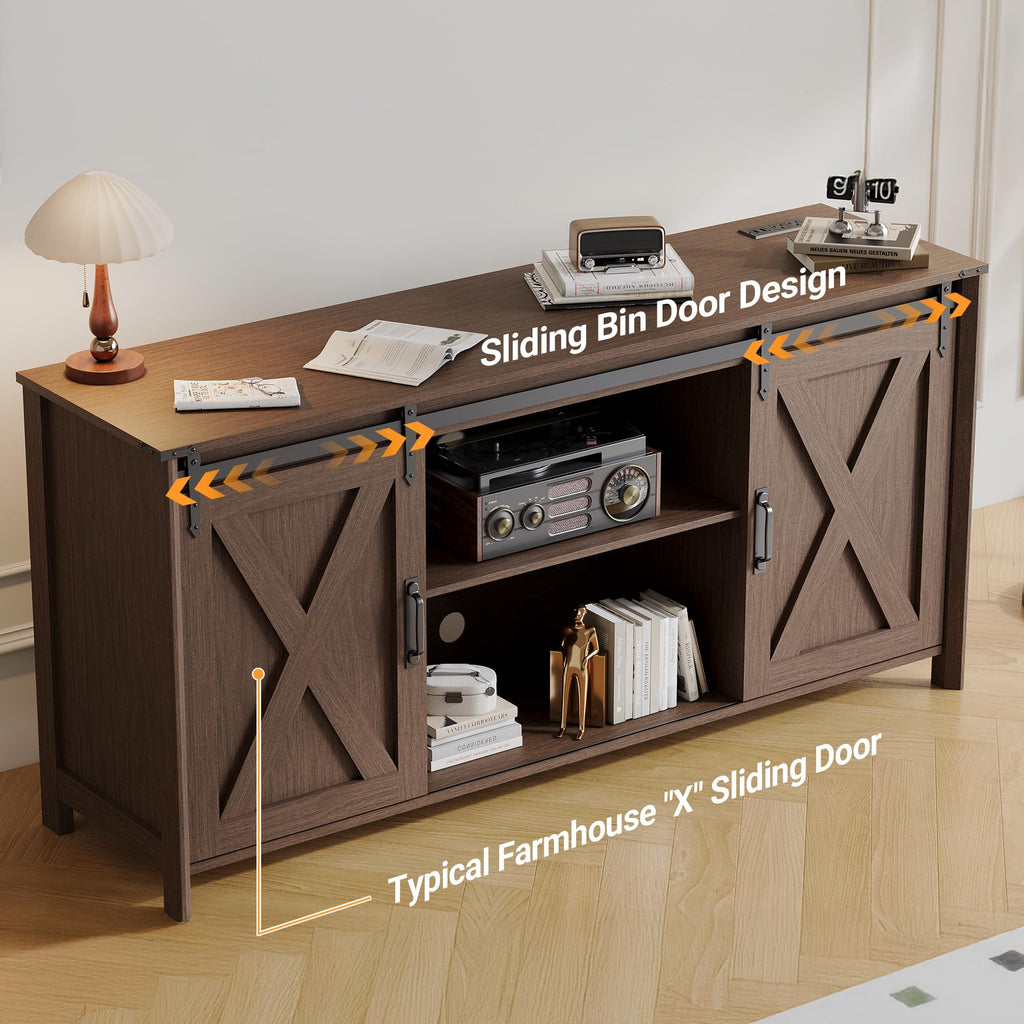 Farmhouse TV Stand 57 Inch Walnut U61809