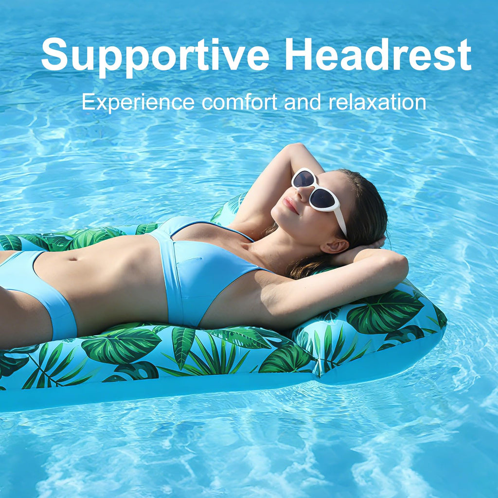 2 Pack Inflatable Pool Lounger with Headrest Drink Holder C620