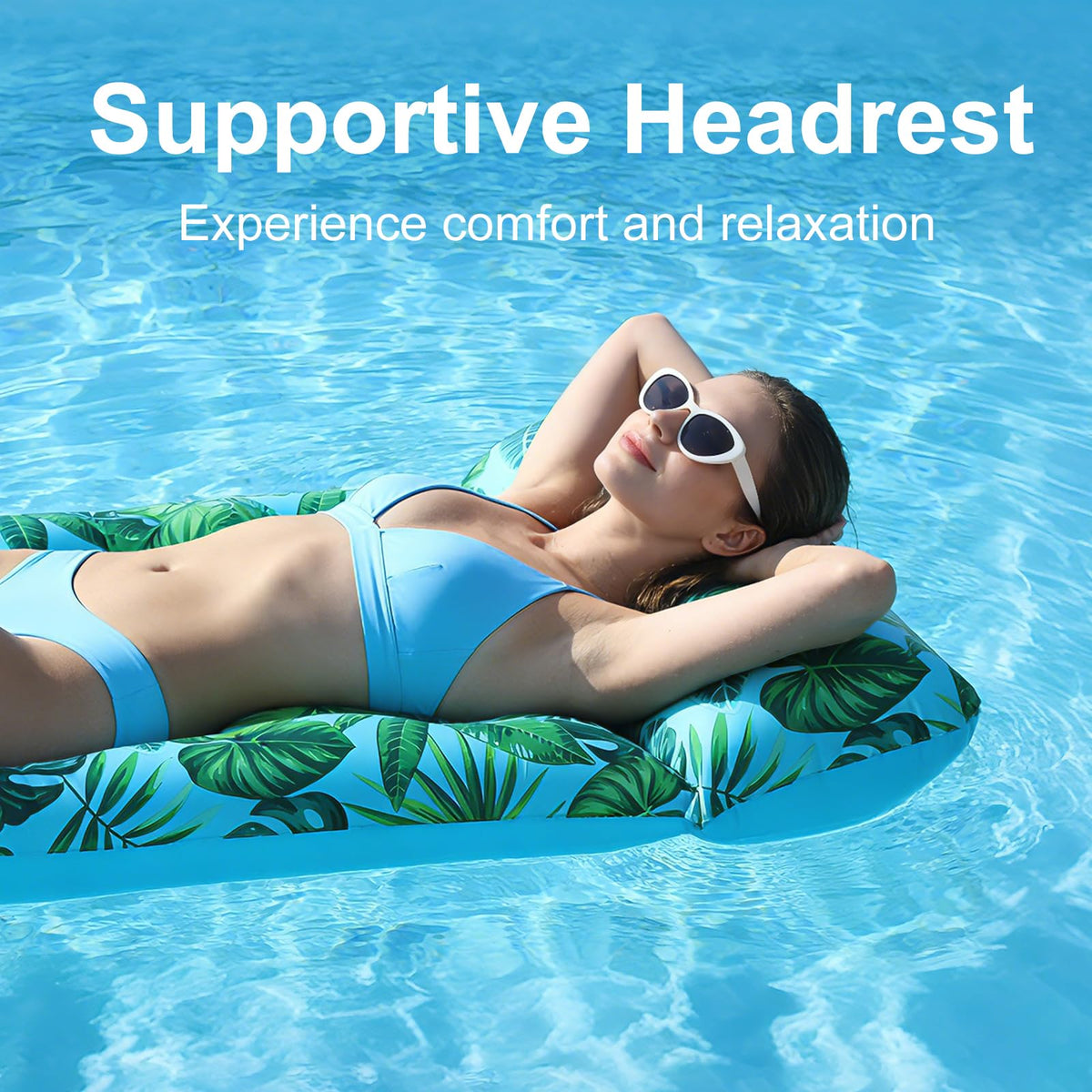 2 Pack Inflatable Pool Lounger with Headrest Drink Holder C620