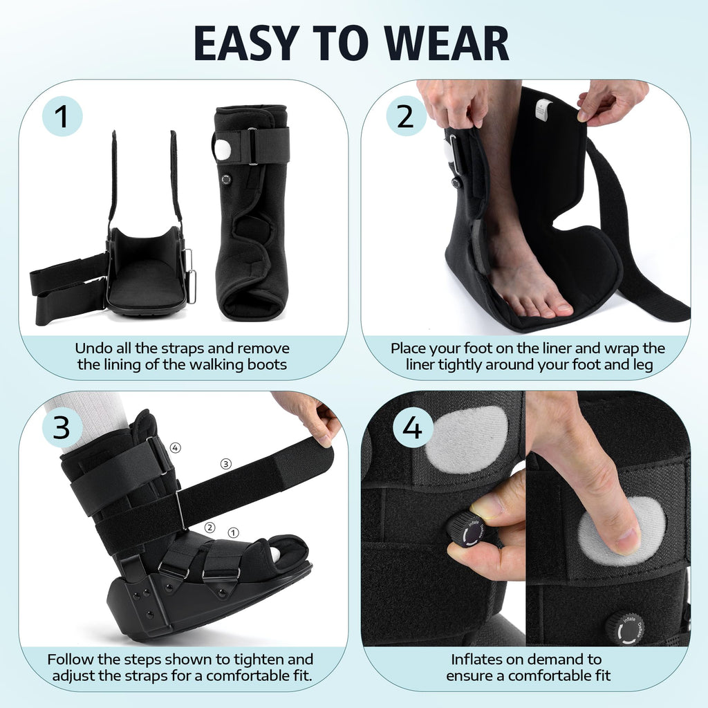 Adjustable Air Walking Boot Medium Black J134