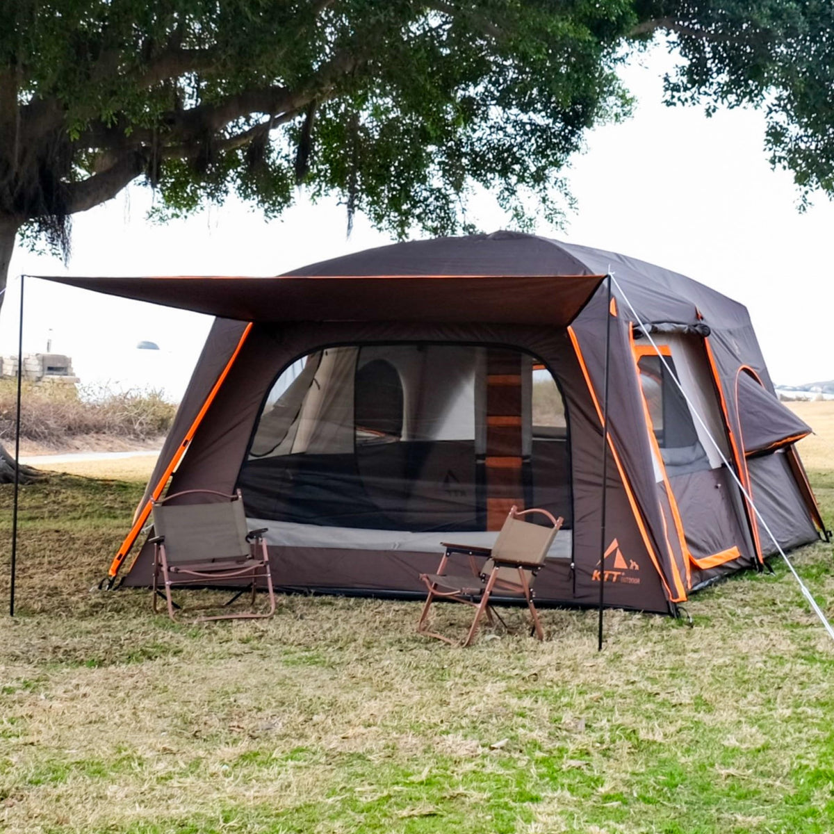 Extra Large 12 Person 2 Room 3 Door Waterproof Double Layer Cabin Tent Z754873