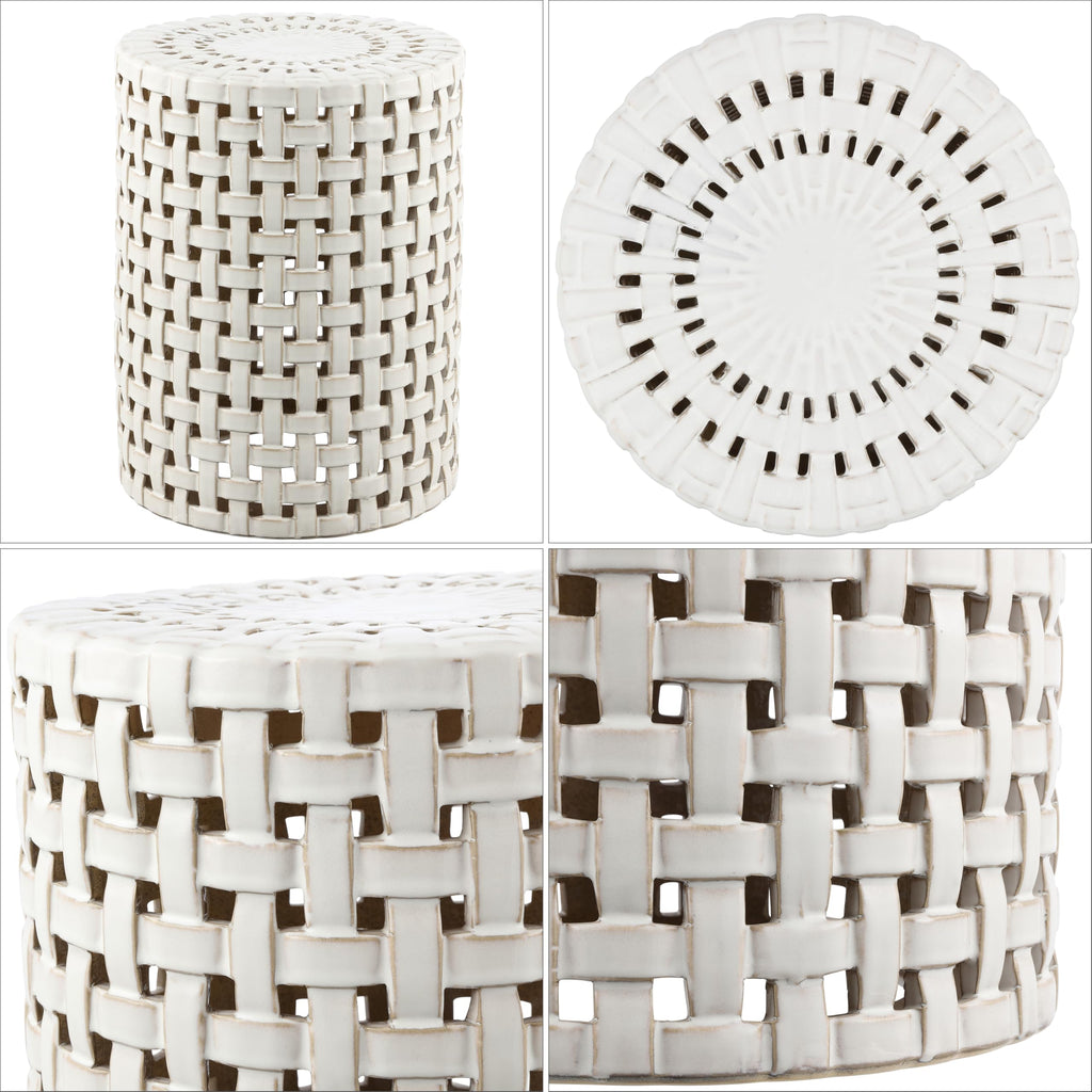 Cream Ceramic Decorative Accent Garden Stool J5264