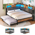 Black Corner Full Bed Frame with Trundle P598