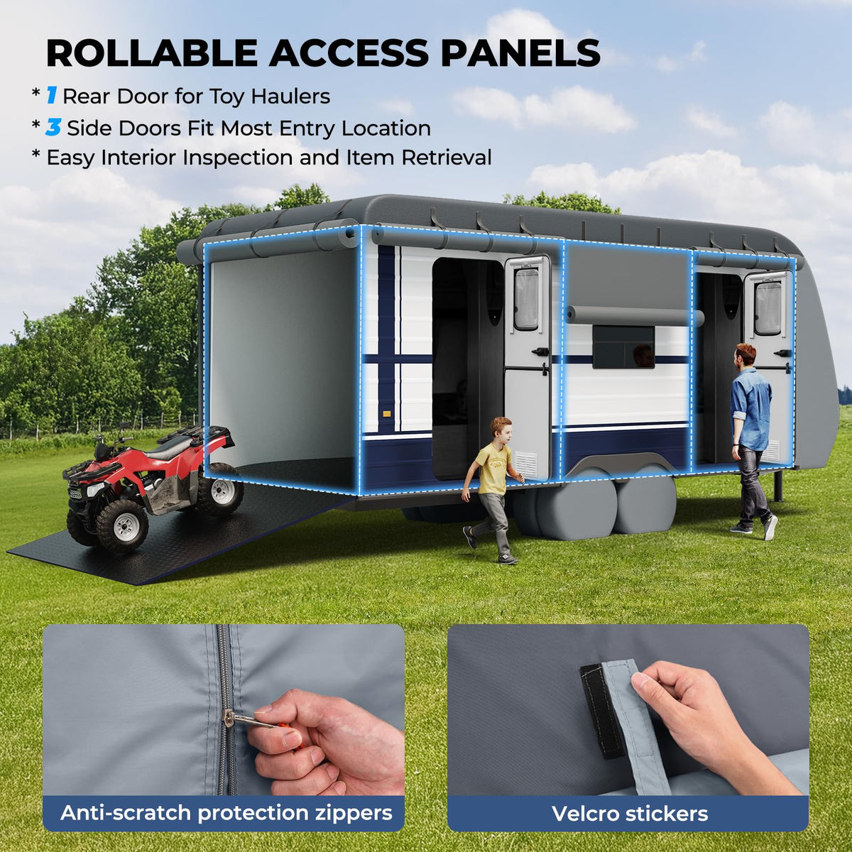 Heavy-Duty 600D Fabric Travel Trailer RV Cover N18958