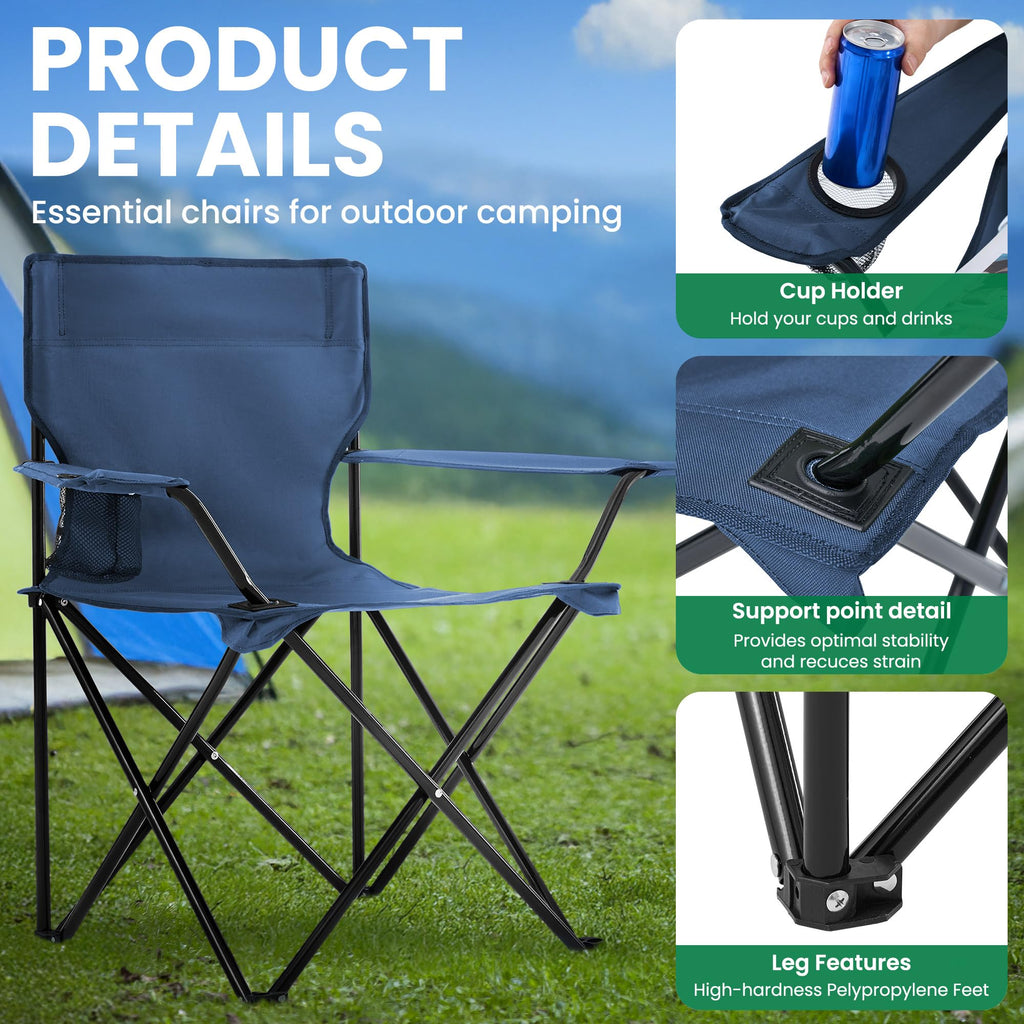 2-Pack Foldable Camping Chairs with Cup Holder, Carry Bag U462