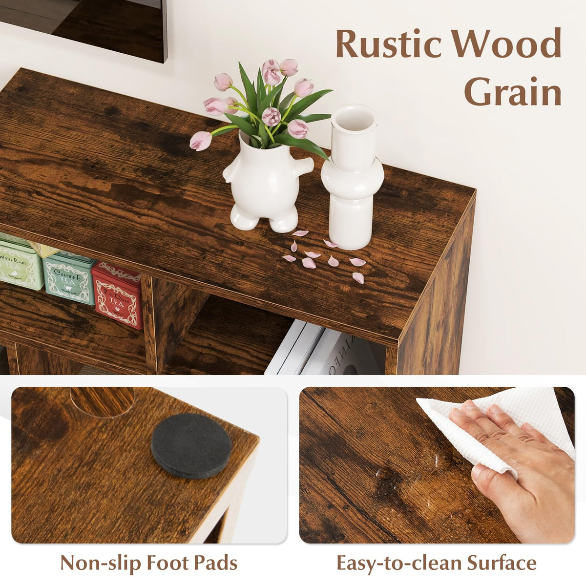 Brown 3-Piece TV Stand with Storage Cubes E8495