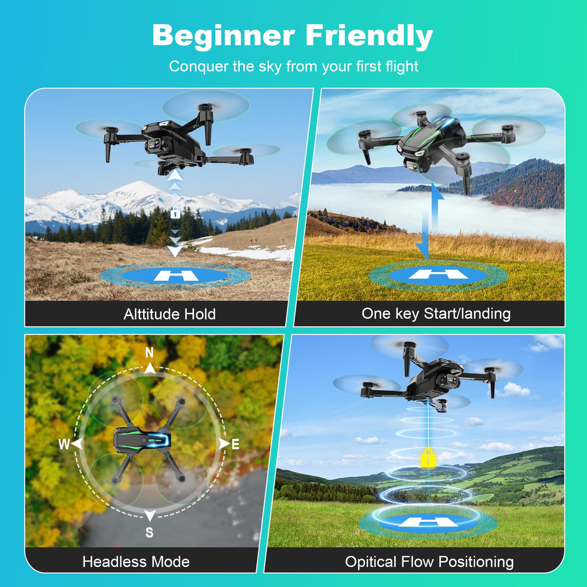 Foldable Mini Drone with 1080P Camera, 2 Batteries F23305