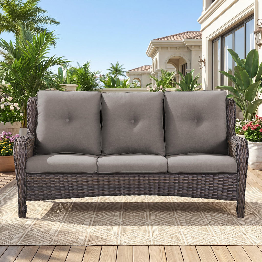 3-Seater PE Wicker Patio Sofa A64675