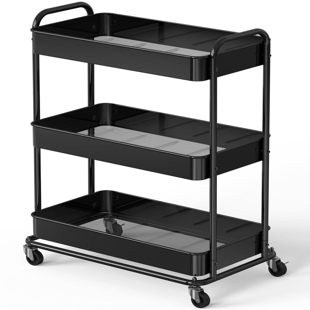 26" 3-Tier Metal Utility Cart, Black Y831