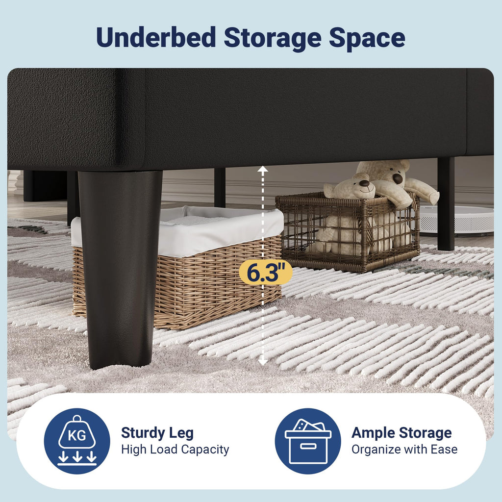 Queen Size Black Velvet Bed Frame with Charging and Shelf J36878
