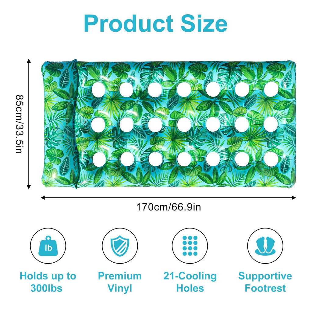 2 Pack Inflatable Pool Lounger with Headrest Drink Holder C620