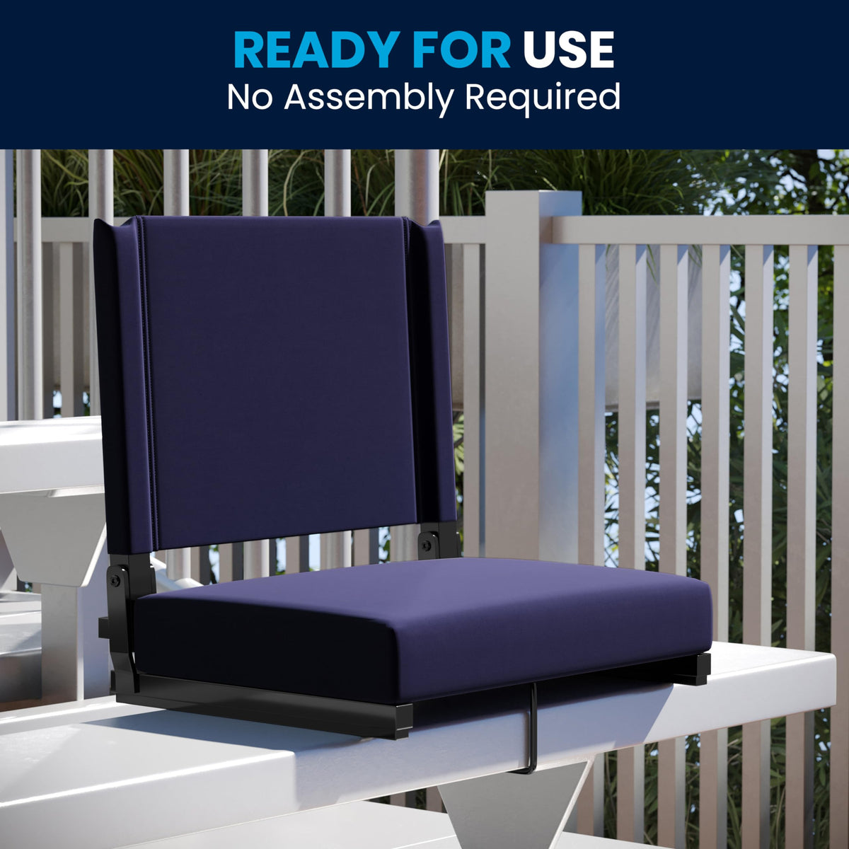 Portable Folding Padded Stadium Chair with Carrying Handle, Navy G43433