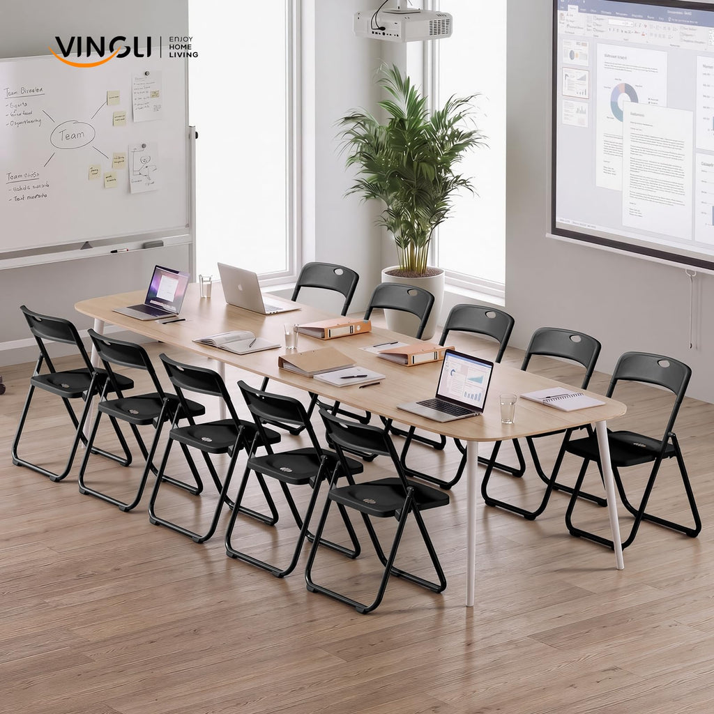 Black Plastic Folding Chairs 10 Pack Metal Frame P63377
