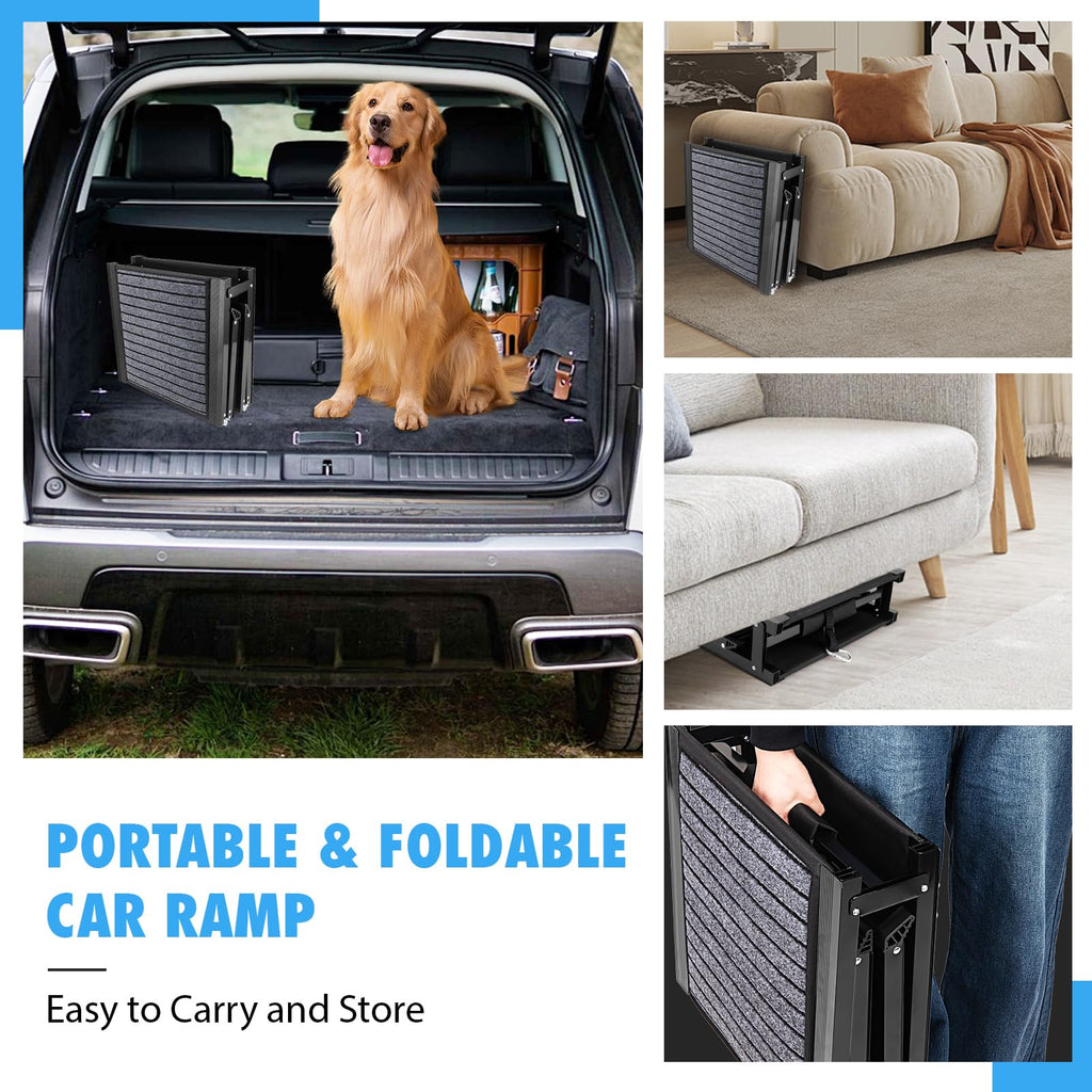 Folding Dog Ramp for Cars, 63"x17" Non-Slip Portable Pet Ramp T6037