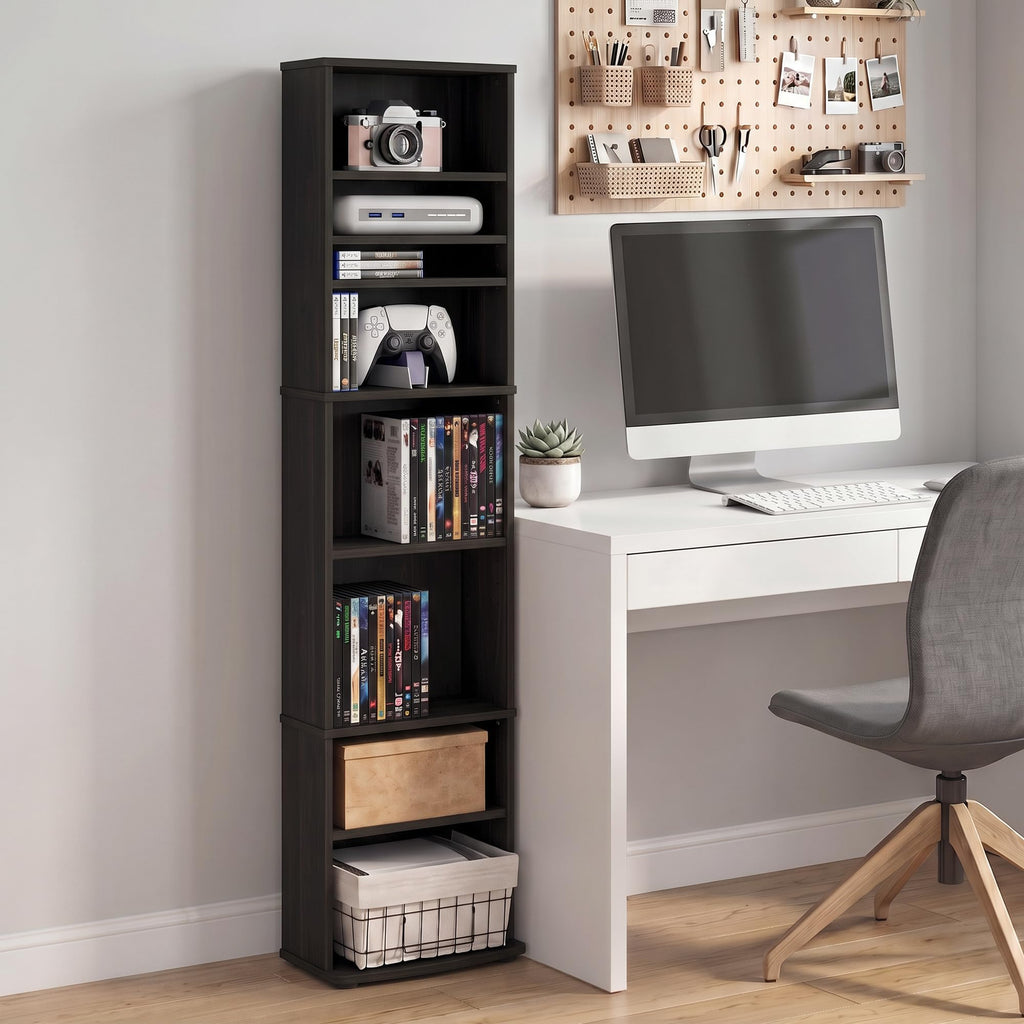 8-Tier Espresso Media Shelf with Adjustable Shelves C760