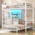 Twin Over Twin White Bunk Bed with Desk V290