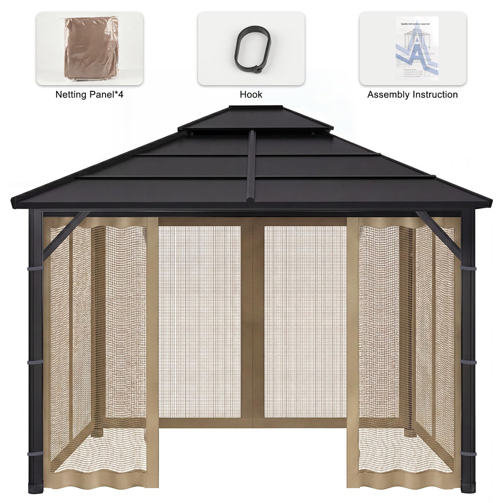 10x12 4-Panel Mosquito Netting Sidewall with Zipper B8705