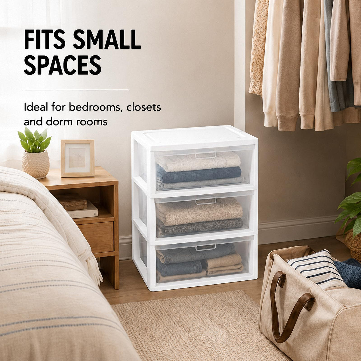 3 Drawer Clear Plastic Storage Organizer Z318193