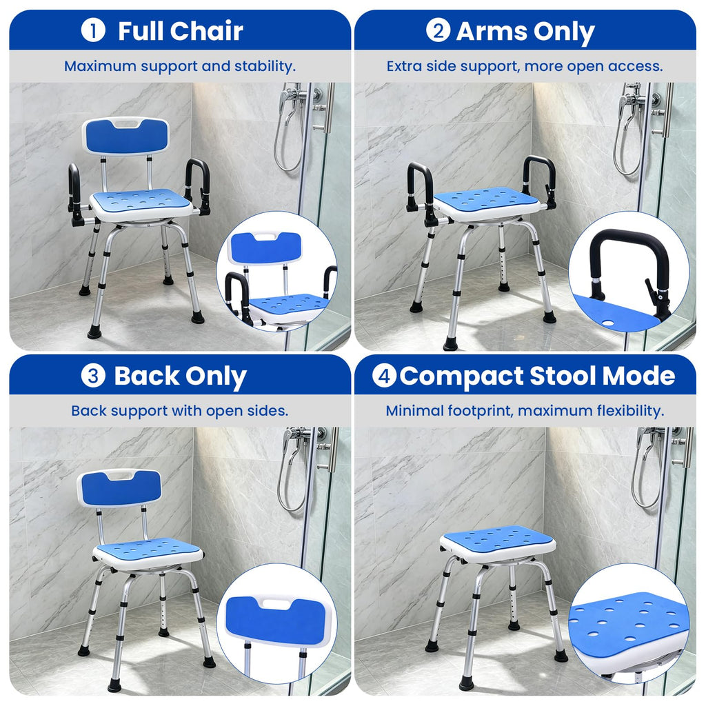 Swivel Shower Chair with Pivoting Arms, Adjustable Height X890168