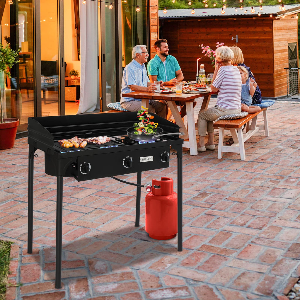 3 Burner Outdoor Propane Gas Stove with Windpanel V2598