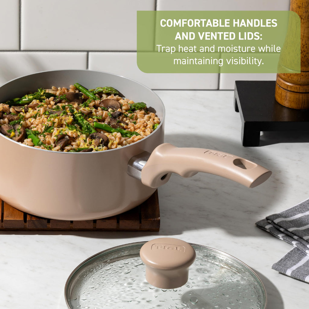 Ceramic Nonstick Pots and Pans Set, 12-Piece, Moon Grey B892