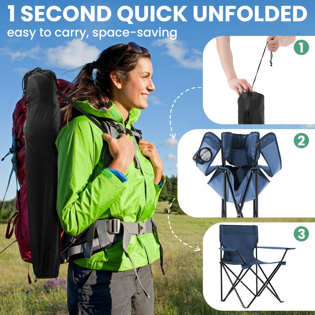 2-Pack Foldable Camping Chairs with Cup Holder, Carry Bag U462