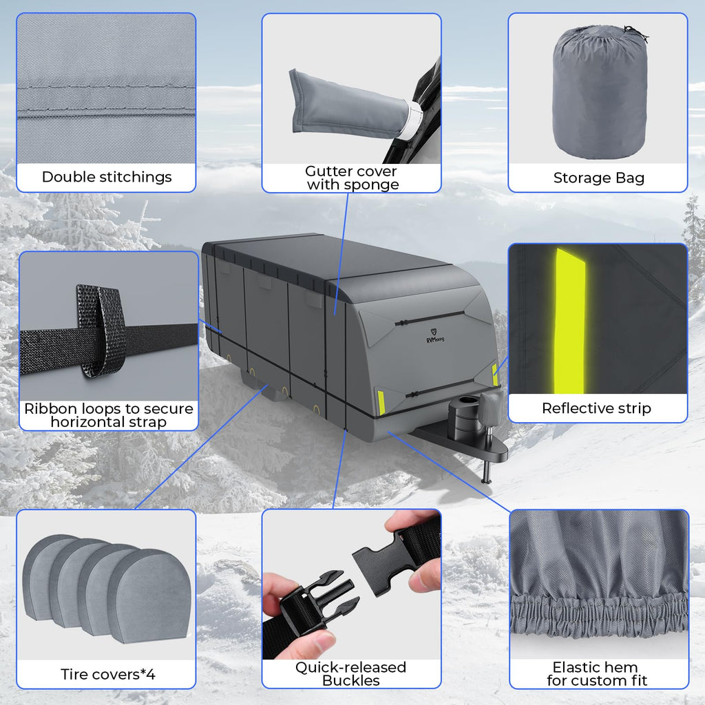 Heavy-Duty 600D Fabric Travel Trailer RV Cover N18958