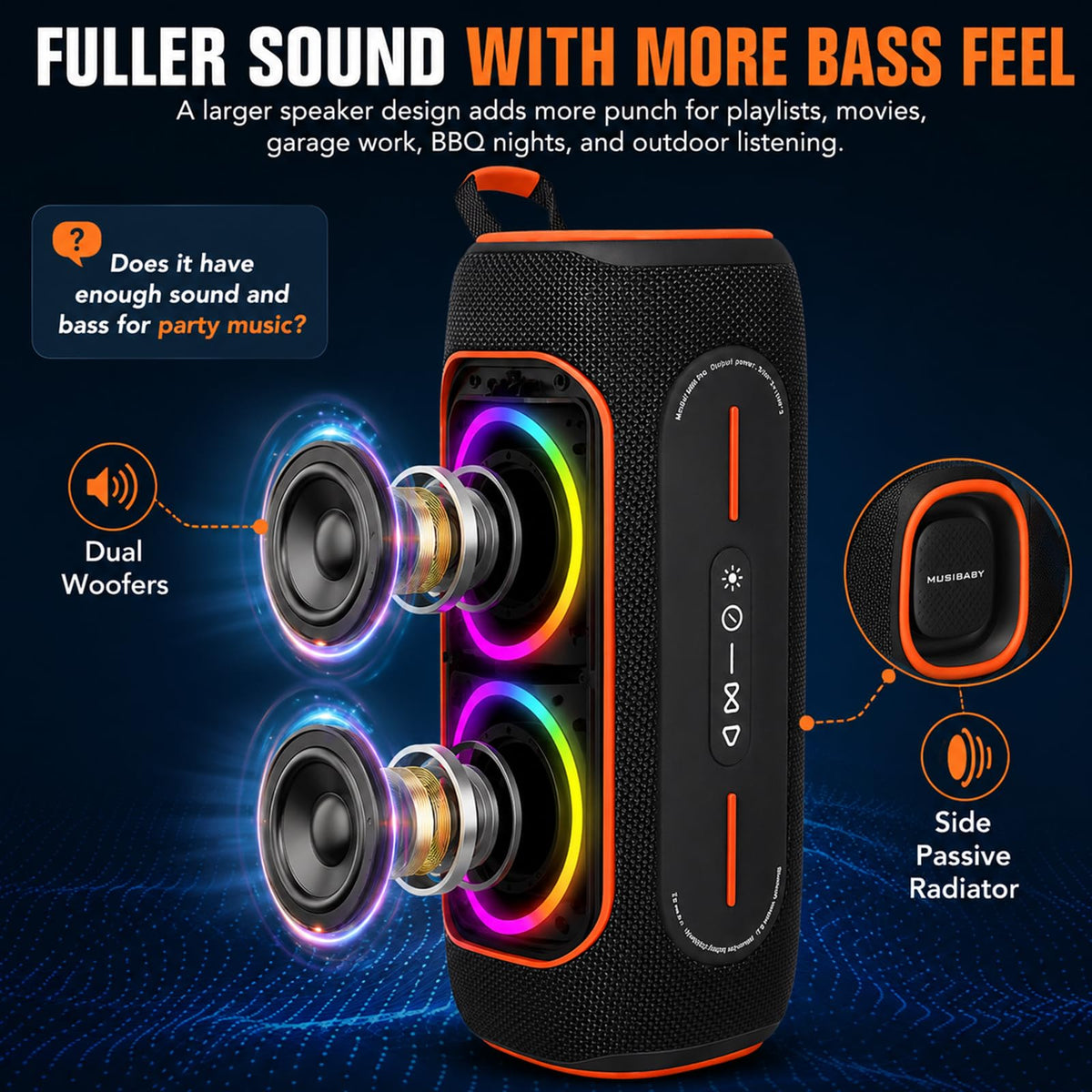 Black 80W Portable Bluetooth Speaker J4734