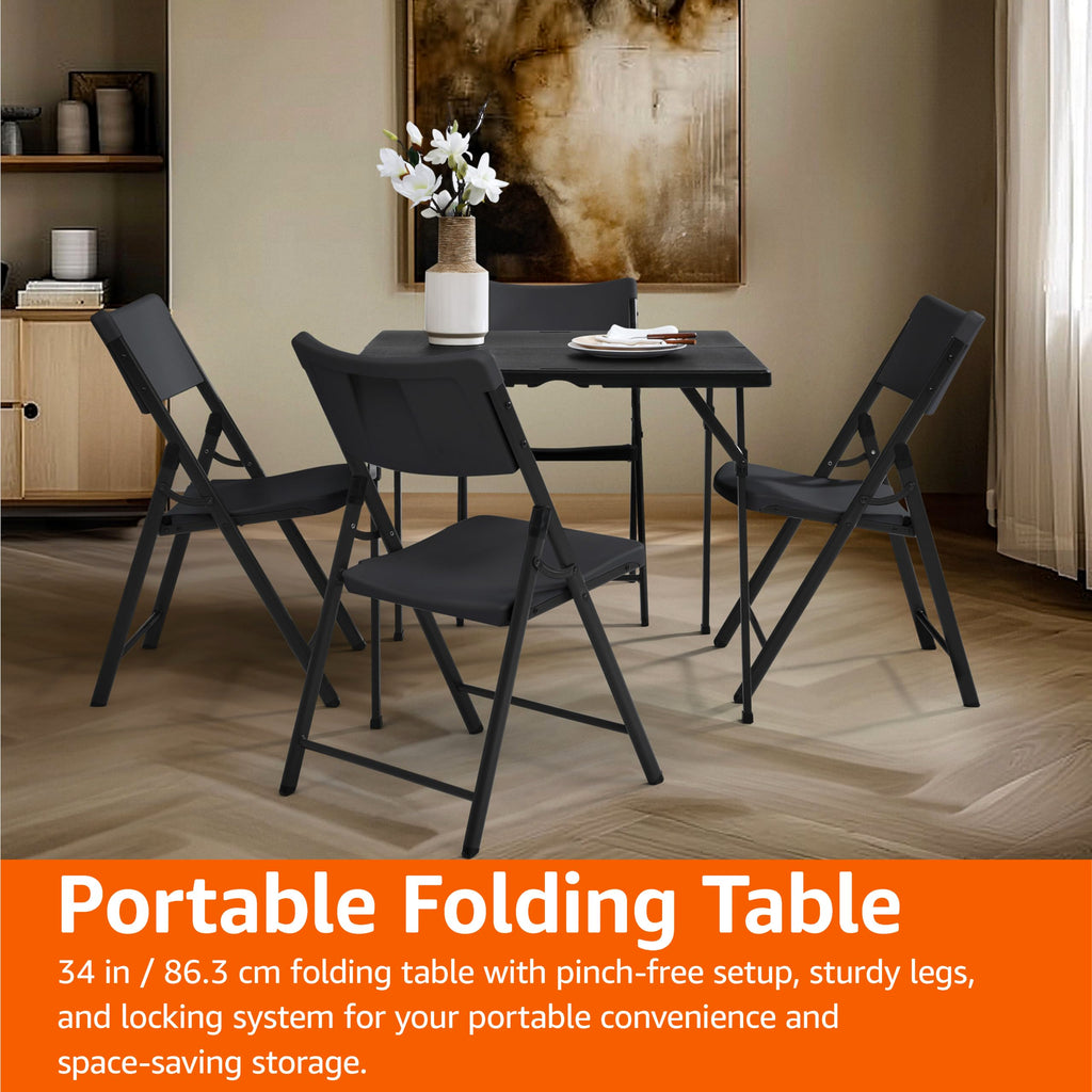 34 inch Black Portable Folding Dining Table Y532