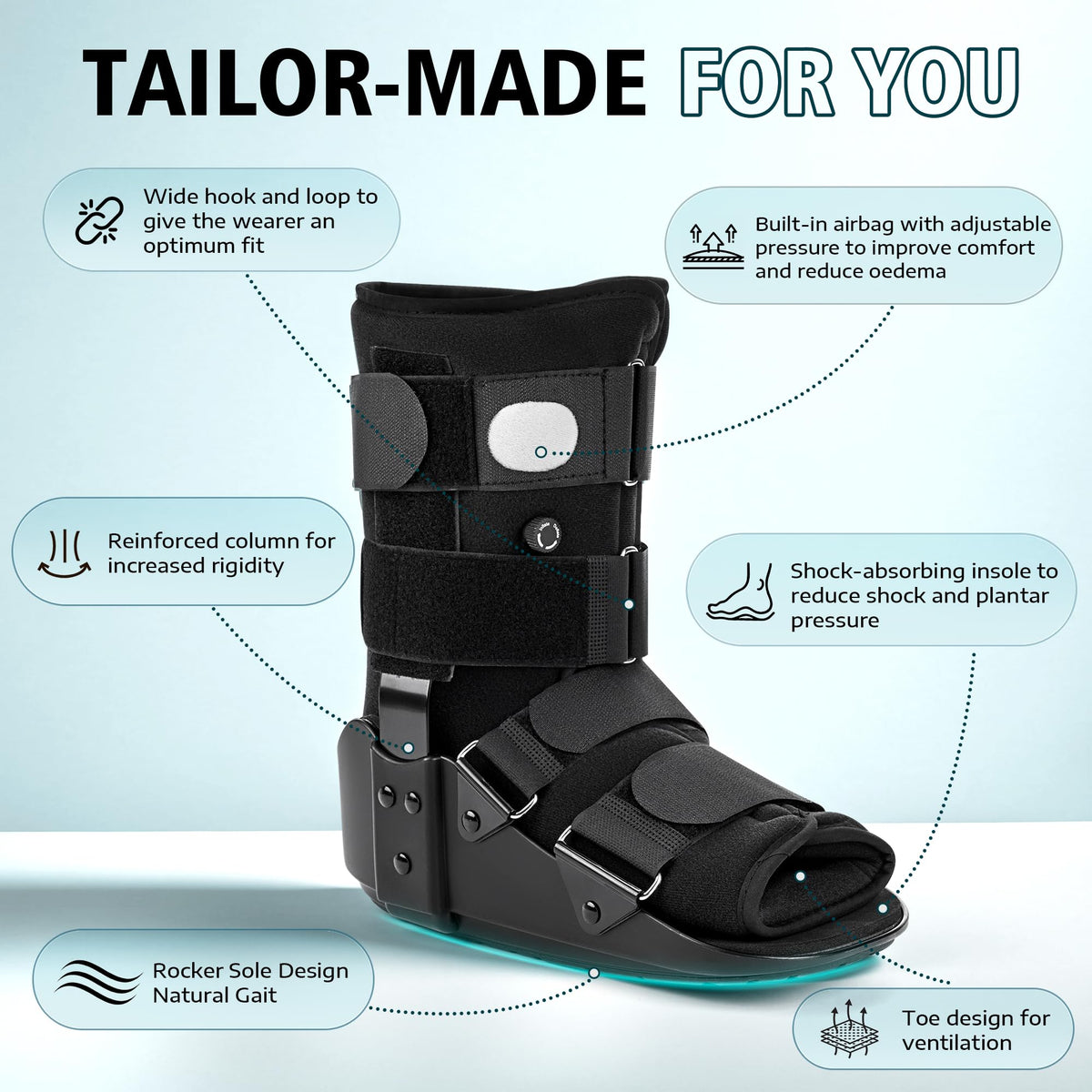 Adjustable Air Walking Boot Medium Black J134