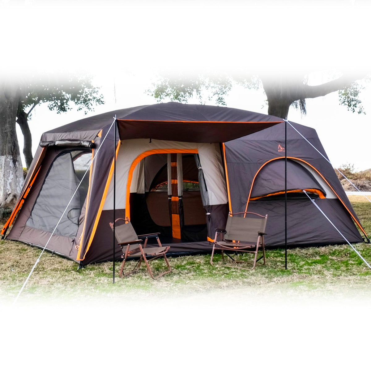 Extra Large 12 Person 2 Room 3 Door Waterproof Double Layer Cabin Tent Z754873