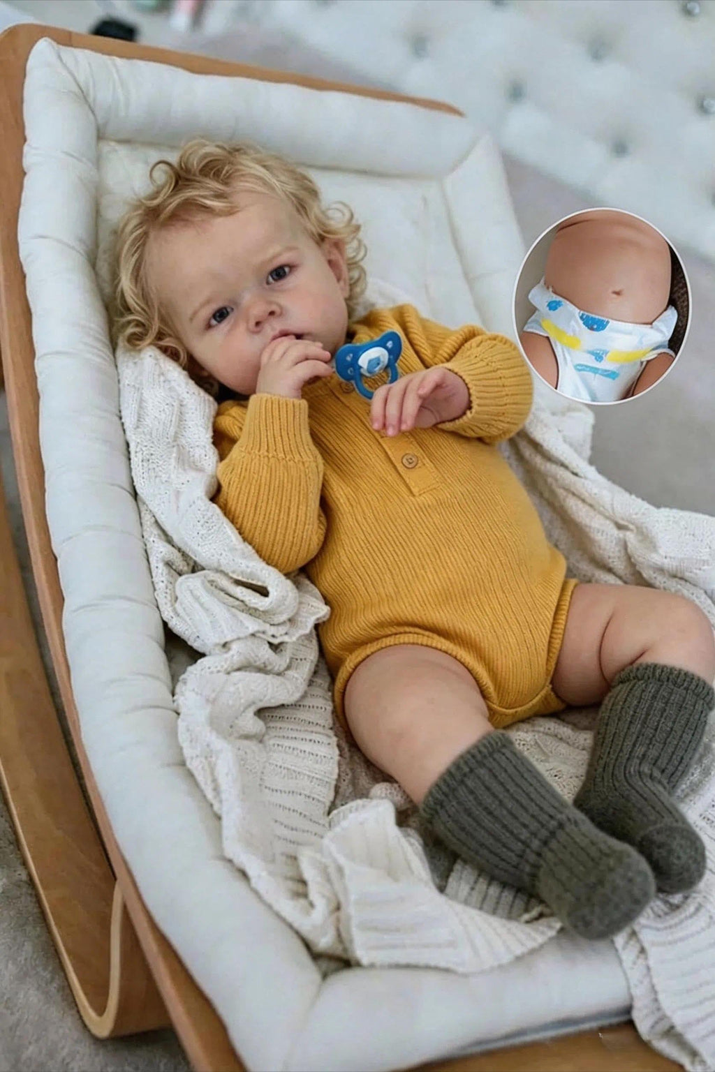 22" Realistic Baby Doll Boy Blonde Hair T760
