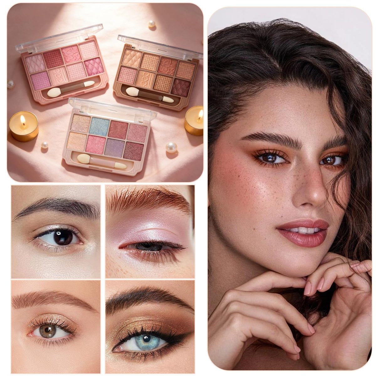 Brown and Pink Shimmer Eyeshadow Palette C791