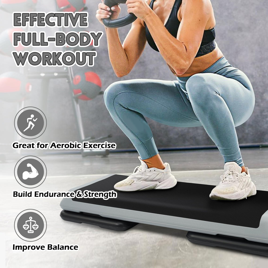 Adjustable Step Aerobic Platform with 4 Stackable Risers J627
