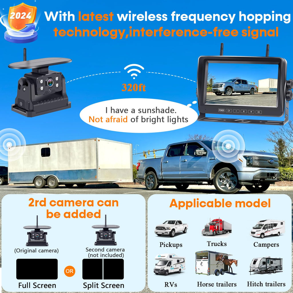 Wireless Backup Camera 7-Inch Magnetic HD 1080P T3242