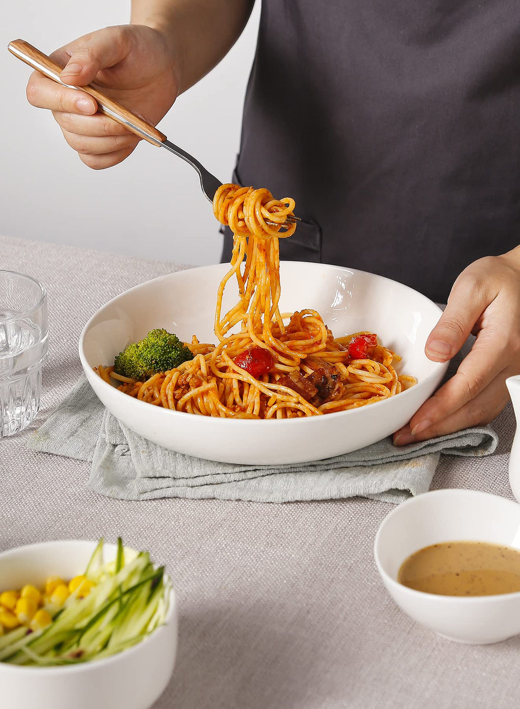 White Pasta Bowls Set of 4 and Jumbo Mugs Set of 4 W20769