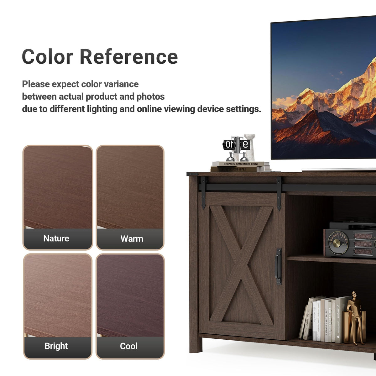 Farmhouse TV Stand 57 Inch Walnut U61809