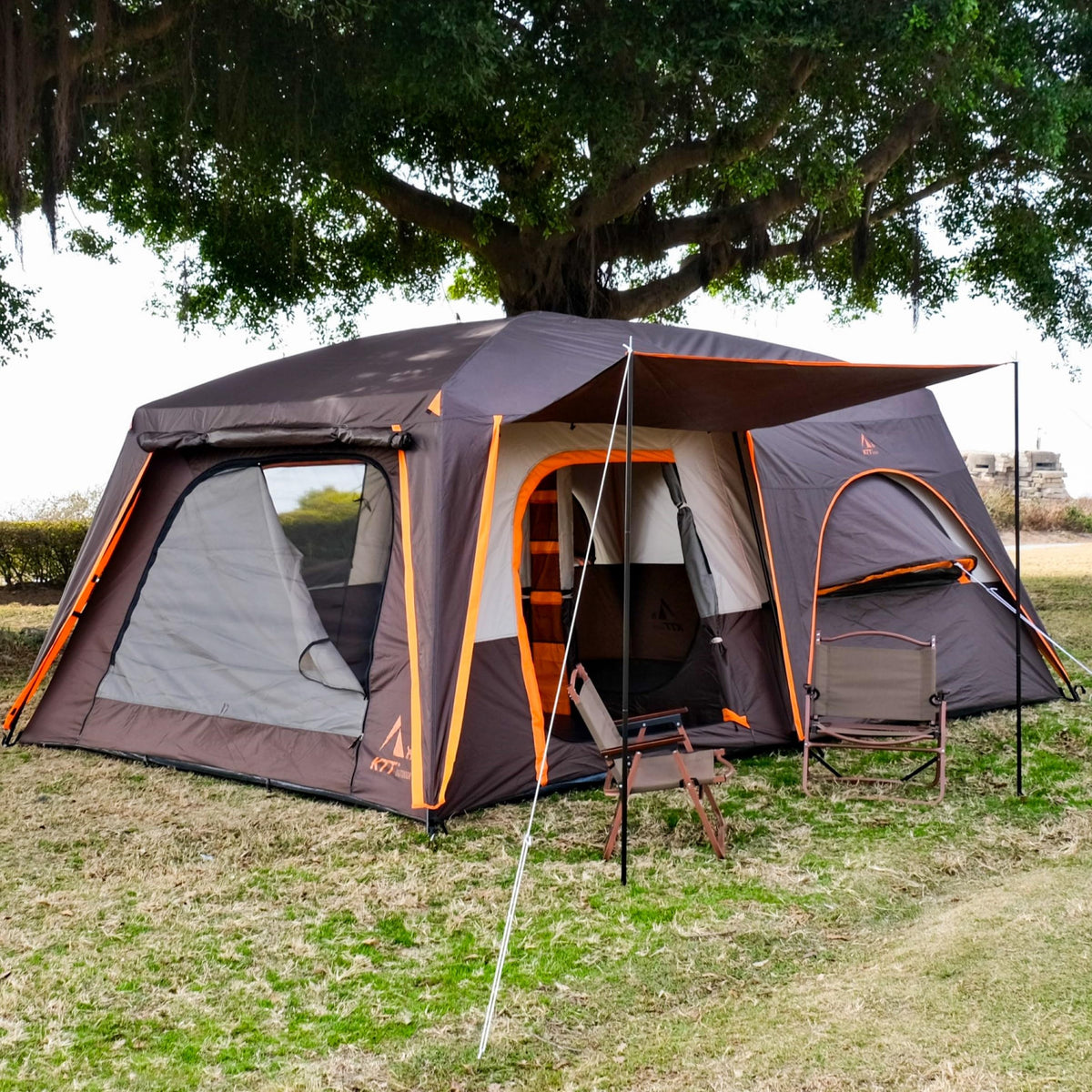 Extra Large 12 Person 2 Room 3 Door Waterproof Double Layer Cabin Tent Z754873