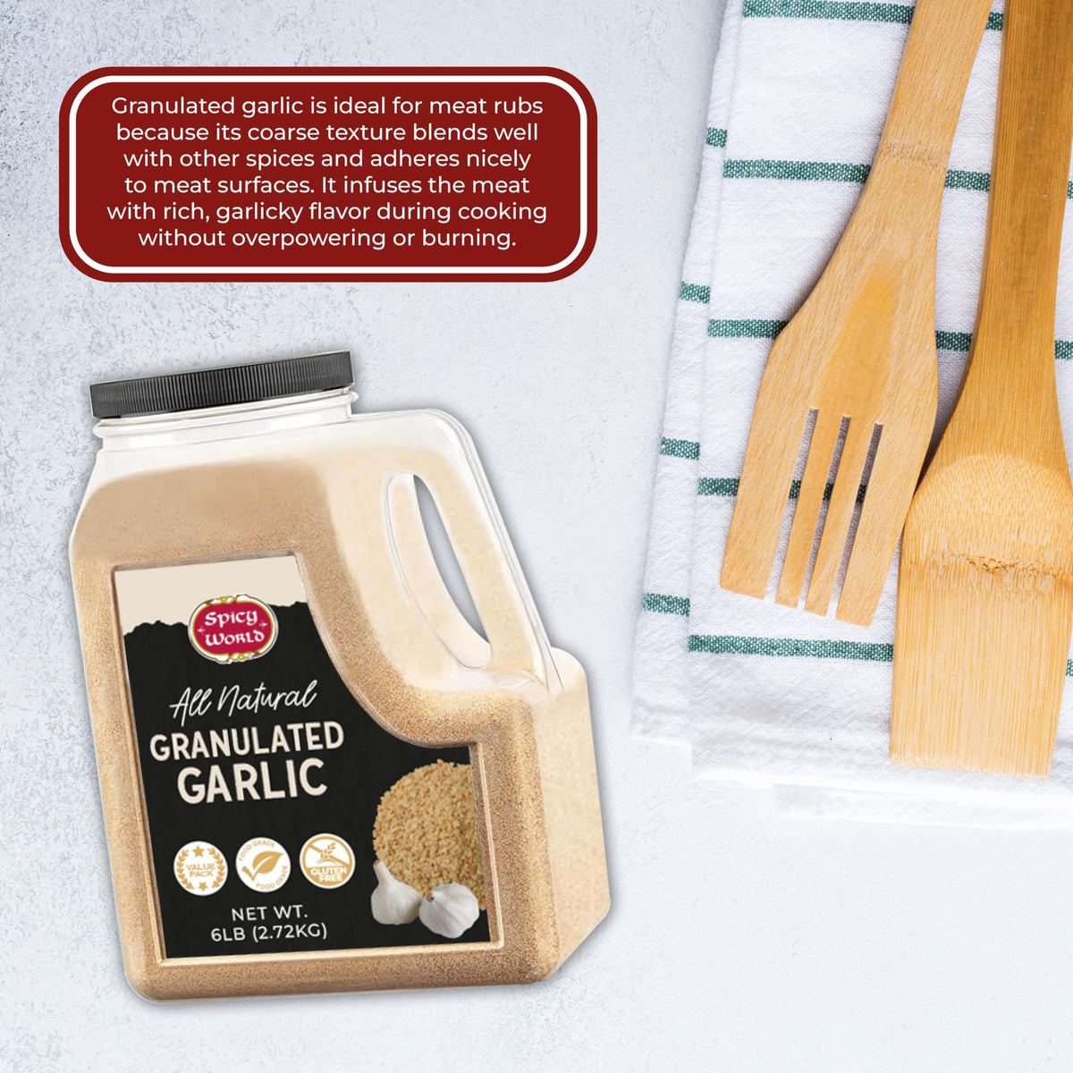 Granulated Garlic 6 LB Jar Gluten Free Non-GMO K901846